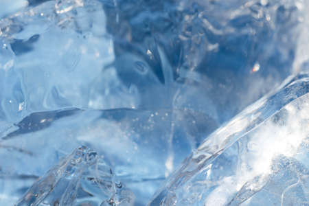 blue ice pieces macro selective focusの写真素材
