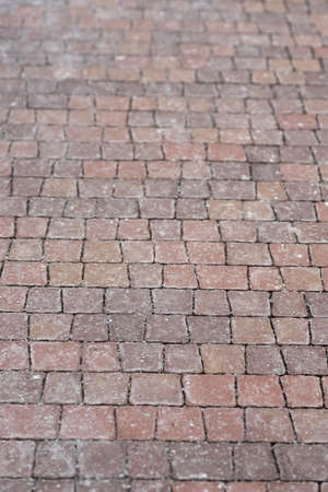 sett, red  paving background texture selective focusの写真素材