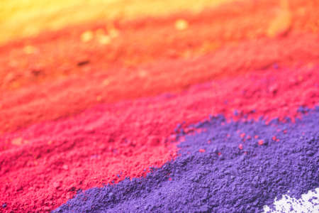 multicolored powder pigments background selective focusの写真素材
