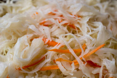 sauerkraut macro on plate selective focus