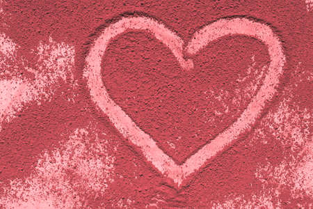 heart symbol drawing on red background