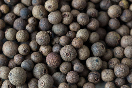 Group of allspice berries (Jamaica pepper) closeup selective focusの写真素材