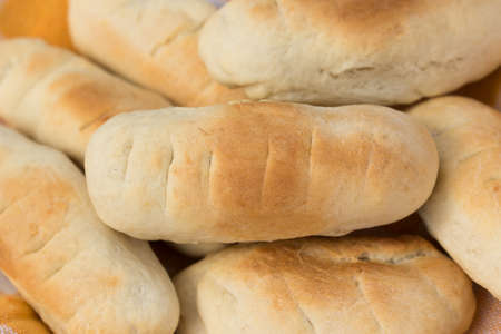 fresh homemade bread buns closeup selective focus