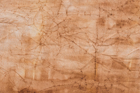creased watercolor brown painted paper background textureの写真素材