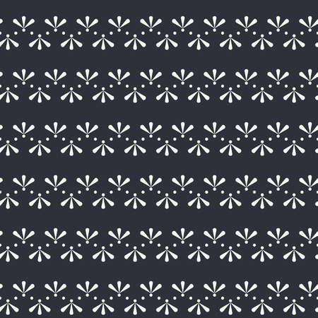 Vector Folklore Floral Border on dark Seamless Pattern Background. Perfect for fabric, wallpaper and...