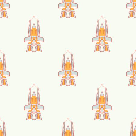 Vector Retro SpaceShip Adventure in Space seamless pattern background.のイラスト素材