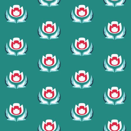 Vector Folk Tulips Paper Cutting Art inspired seamless pattern background.のイラスト素材