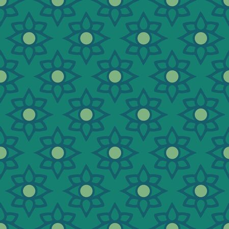 Vector Cactus Flowers in Green seamless pattern background.のイラスト素材