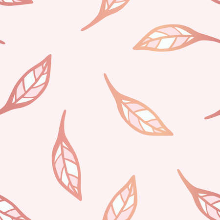 Vector Apple Tree Leaves with Rose Gold Effect seamless pattern background. Perfect for fabric, wallpaper and scrapbooking projects.のイラスト素材