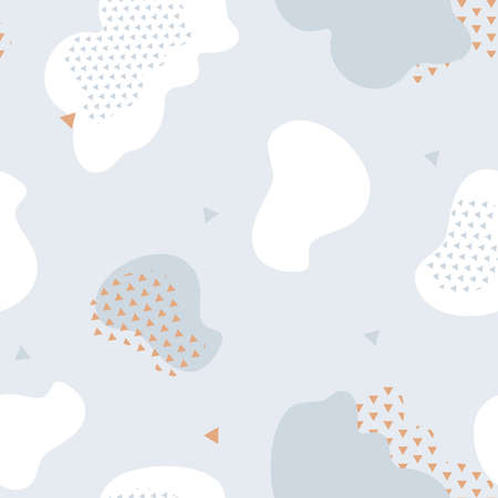 Vector Abstract Cloud like Organic Shapes and Triangular Airplanes seamless pattern background. Perfect for fabric, scrapbooking and wallpaper projects.のイラスト素材
