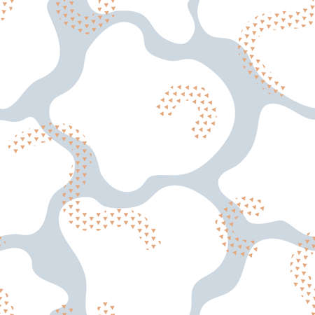 Vector Abstract Cloud like Organic Shapes in Blue and White seamless pattern background. Perfect for fabric, scrapbooking and wallpaper projects.のイラスト素材