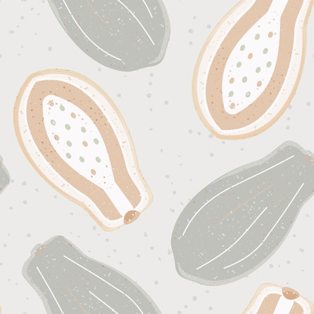 Vector Simplistic Papayas in Neautral Color Shades seamless pattern background. Perfect for fabric, scrapbooking and wallpaper projects.のイラスト素材
