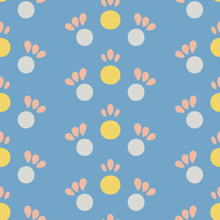 Vector Folklore Fruit Buds on Blue seamless pattern background. Perfect for fabric, wallpaper and scrapbooking projects.のイラスト素材