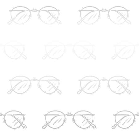 Vector Retro Silver Effect Glasses Line art seamless pattern background. Perfect for fabric, wallpaper and scrapbooking projects.のイラスト素材