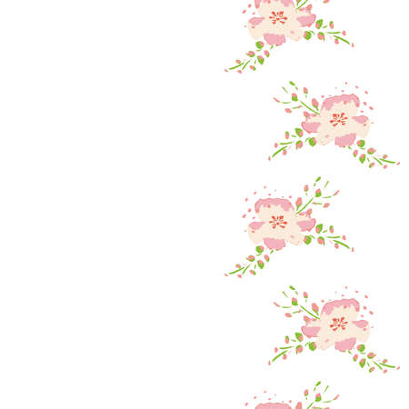 Vector Cute Vibrant Pink Flowers seamless border background. Perfect for fabric, scrapbooking and wallpaper projects.のイラスト素材
