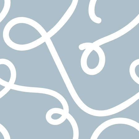 Vector Loose Hand Doodle Swirls on Dusty Blue seamless pattern background.のイラスト素材