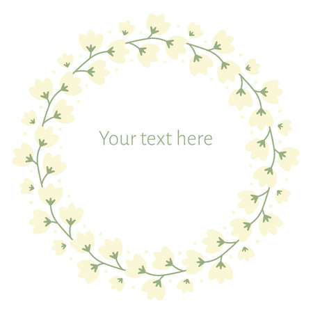Vector Cheerful Delicate Floral Wreath Frame graphic design element. Perfect for web, invitations, and many other projects.のイラスト素材