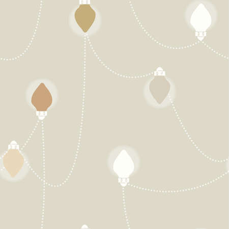 Vector Vintage Style Light Bulbs on Dotted Chains seamless pattern background. Perfect for web design, fabric, scrapbooking and wallpaper projects.のイラスト素材