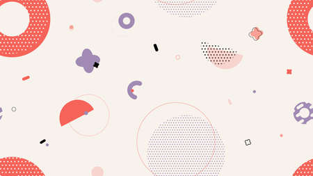 Vector Abstract Geometric Memphis Minimal in Pastel seamless pattern background. Perfect for fabric, scrapbooking and wallpaper projects.のイラスト素材