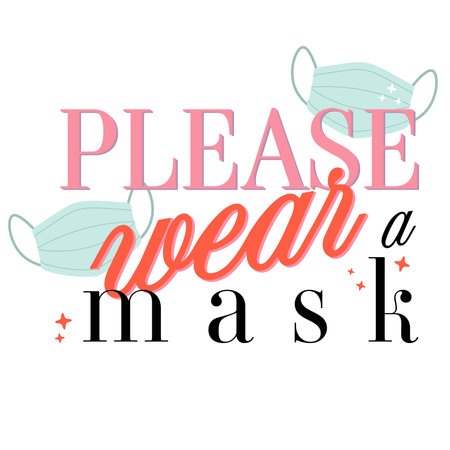 Vector Retro PLEASE WEAR A MASK for safety and health design.のイラスト素材
