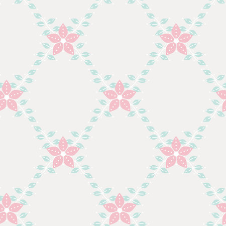 Vector Cute Folklore art inspired Pastel Florals seamless pattern background. Perfect for fabric, scrapbooking and wallpaper projects.のイラスト素材