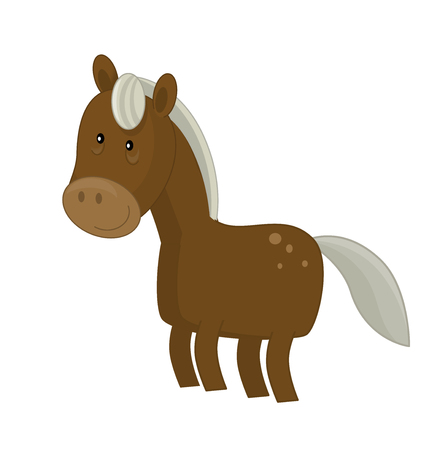 Cartoon animal horse on white background - illustration for childrenの写真素材