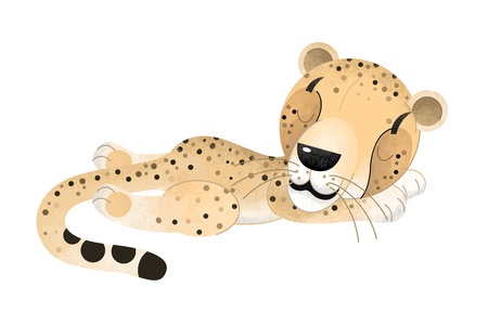 cartoon scene with cheetah on white background - illustration for childrenの写真素材