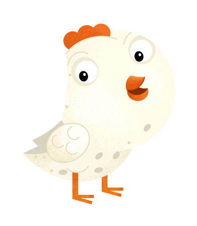 cartoon scene with chicken on white background - illustration for childrenの写真素材
