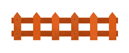 cartoon scene with wooden farm ranch fence on white background - illustration for childrenの写真素材