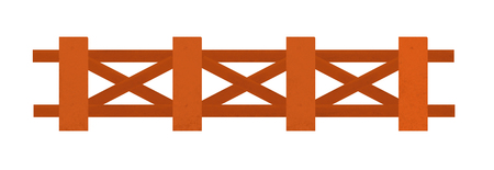 cartoon scene with wooden farm ranch fence on white background - illustration for childrenの写真素材