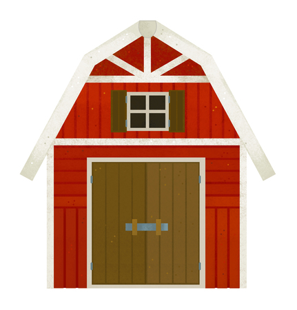 cartoon scene with wooden farm ranch house on white background - illustration for childrenの写真素材