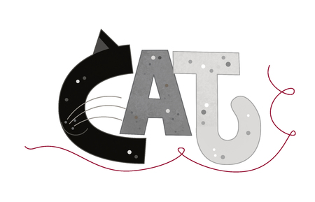 cartoon scene with cat sign of a name on white background - illustration for childrenの写真素材