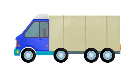 cartoon scene with everyday car on white background - illustration for childrenの写真素材
