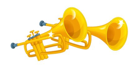 Cartoon trumpet isolated on white background - illustration for children