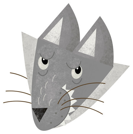 cartoon scene with wolf animal theme isolated on white background - illustration for kids