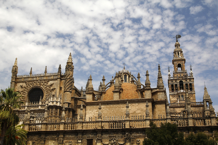 La Giralda, the world famous cathedral of Sevilleの写真素材