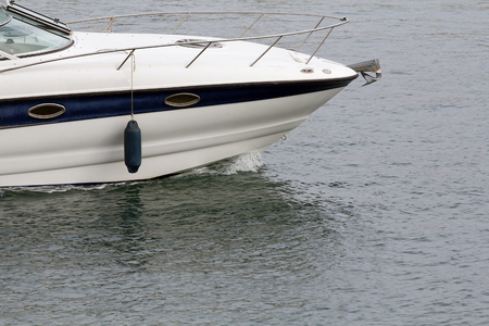 Luxury yacht sailing, profile viewの写真素材