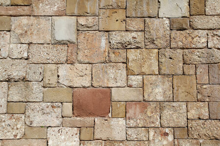 Stone wall in a geometric patternの写真素材