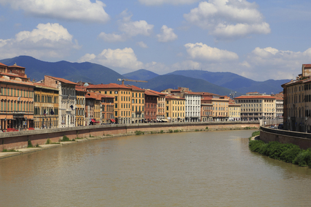 Pisa, Italy. City view in the river Arnoの写真素材