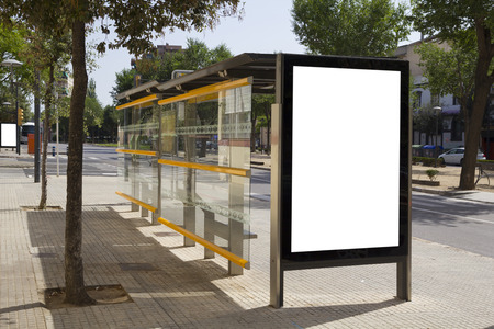 Blank billboard in a bus stop, for advertisement at the streetの写真素材