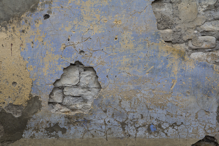 Old stone wall, in blue toneの写真素材