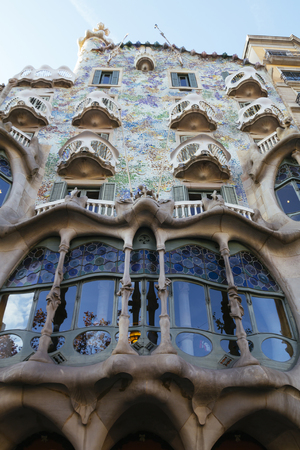 BARCELONA, SPAIN - DECEMBER 28, 2015: Casa Batllo facade, from the catalan architect Antoni Gaudi, famous architecture of Modernism style in Barcelona, on december 28, 2015のeditorial素材