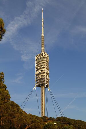 Collserola tower, telecoms tower in the city of Barcelona, Spainのeditorial素材
