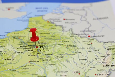 Paris pin marker in a mapの写真素材