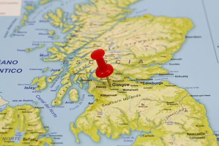 Glasgow pin marker in a map