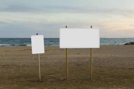 Blank billboards mock up in the beachの写真素材