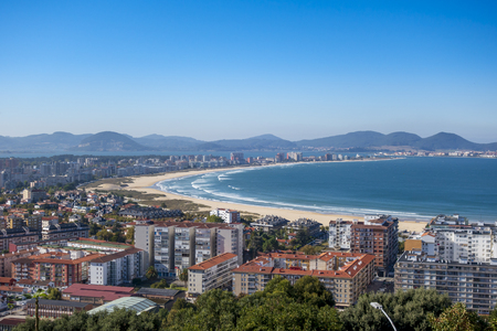 Sand beach in Laredo, in the northern coast of Cantabric sea, Spainの写真素材
