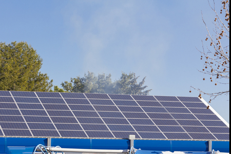 Solar panels in a roof of a building, for auto supply of electrical energy from the sun