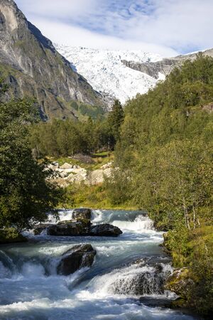 River of melting water from Josteldalsbreen glacier, Norwayの写真素材