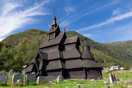 Old Borgund Stave Church in Laerdal, Norway, built around 1200のeditorial素材